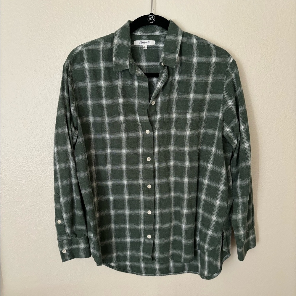 Madewell Oversized Ex-Boyfriend Shirt in Green Plaid